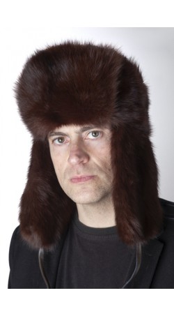 Marten-Sable fur hat, Russian style, dark brown